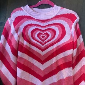 Cider Pink and Red Heart Sweater
